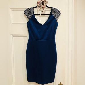 Elegant navy capped sleeve dress. Never worn.